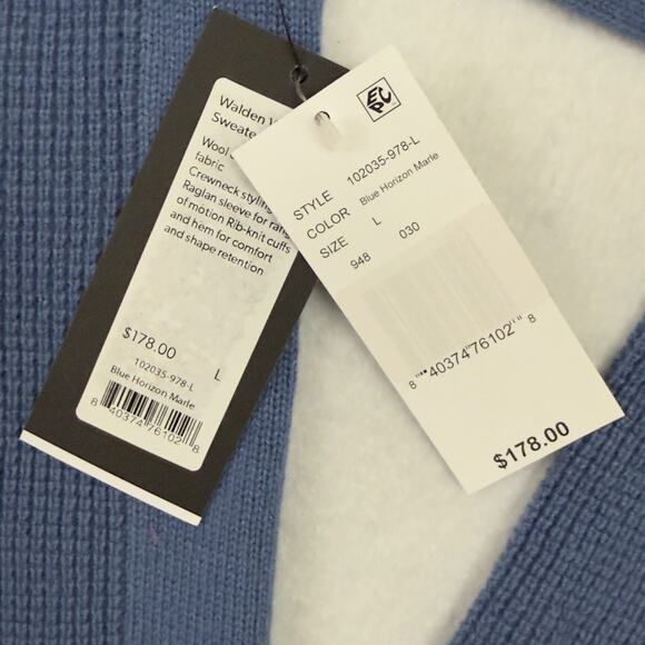 Rhone Walden Wool Cashmere Sweater Men’s Large Blue Horizon Marle NWT $178 - Picture 8 of 13